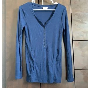 DKNY Long Sleeves Henley Short Blue Top Shirt S